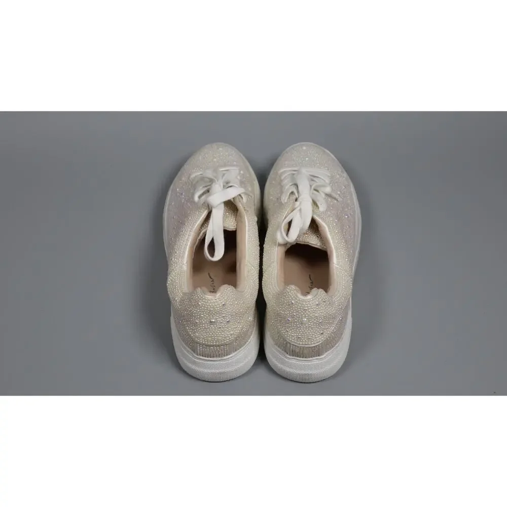 Blue by Betsey Johnson Sidny Pearl Rhinestone Platform Sneakers Women Size 8